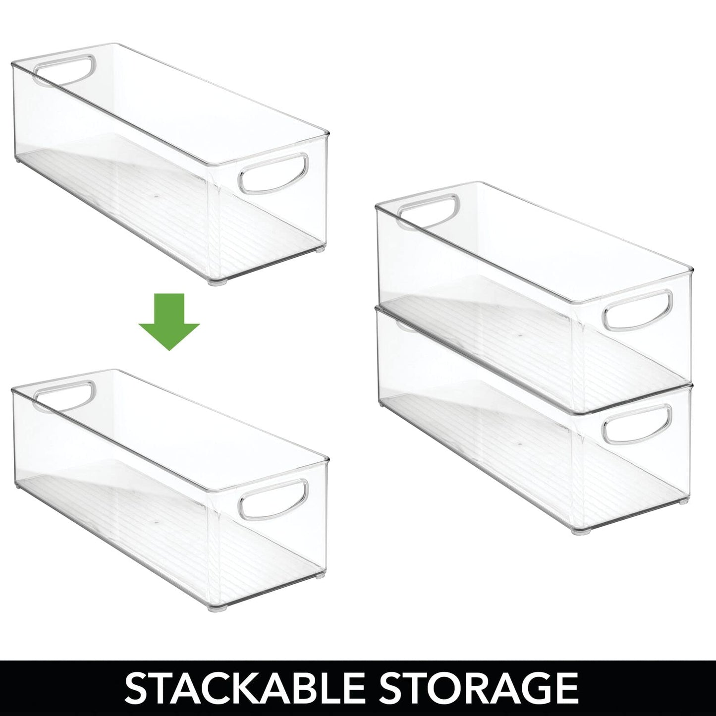 mDesign Plastic Office Supply Organizer - Storage Holder Bin with Handles for Desk Drawer, Cabinet - Pencil, Pen, Envelope and Supplies Container Basket - Ligne Collection - 2 Pack - Clear