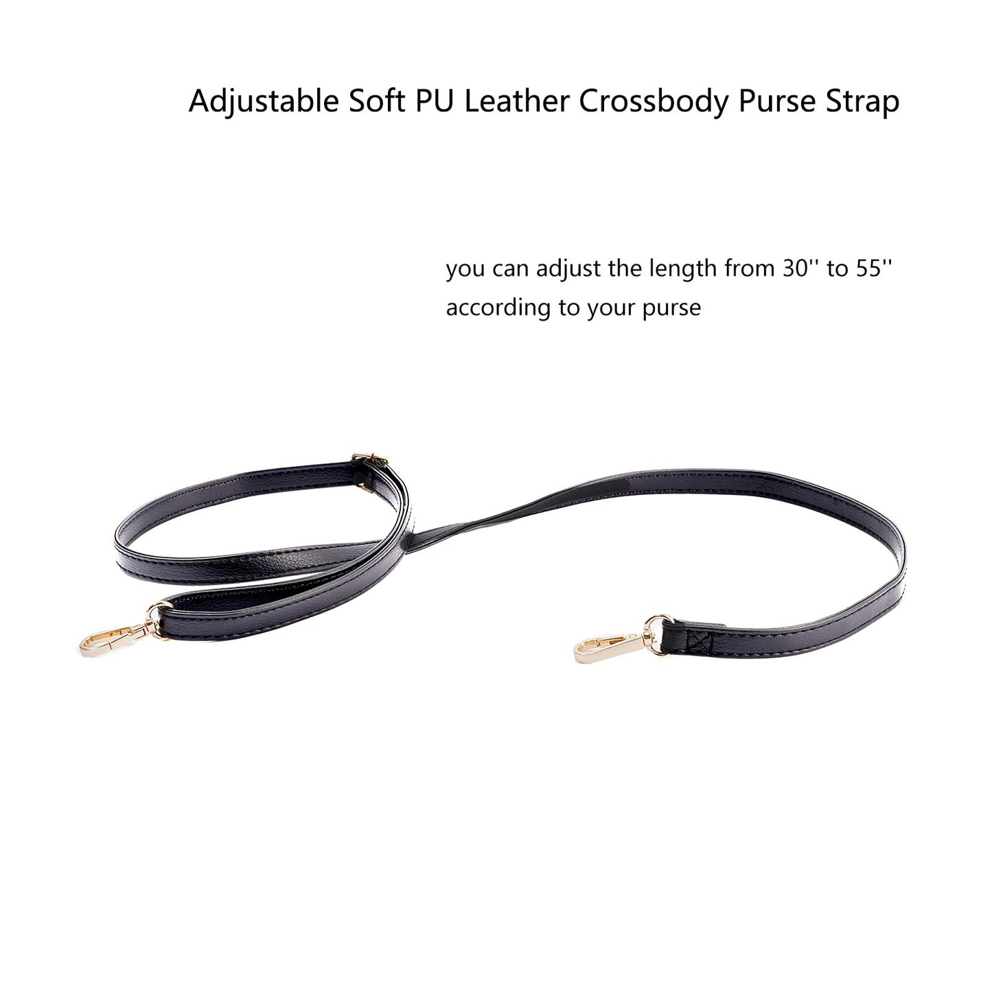 Xiazw Adjustable Soft PU Leather Shoulder Crossbody Purse Strap Bag Chain Replacement (Dark Blue - Gold)