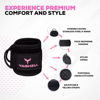 YAGHZU Ankle Straps for Cable Machines Women, Glute Kickback Cable Machine Attachments, Gym Ankle Cuffs, Wrist Cuffs for Workout, Leg Training Accessory, Fitness Gear for Home or Gym