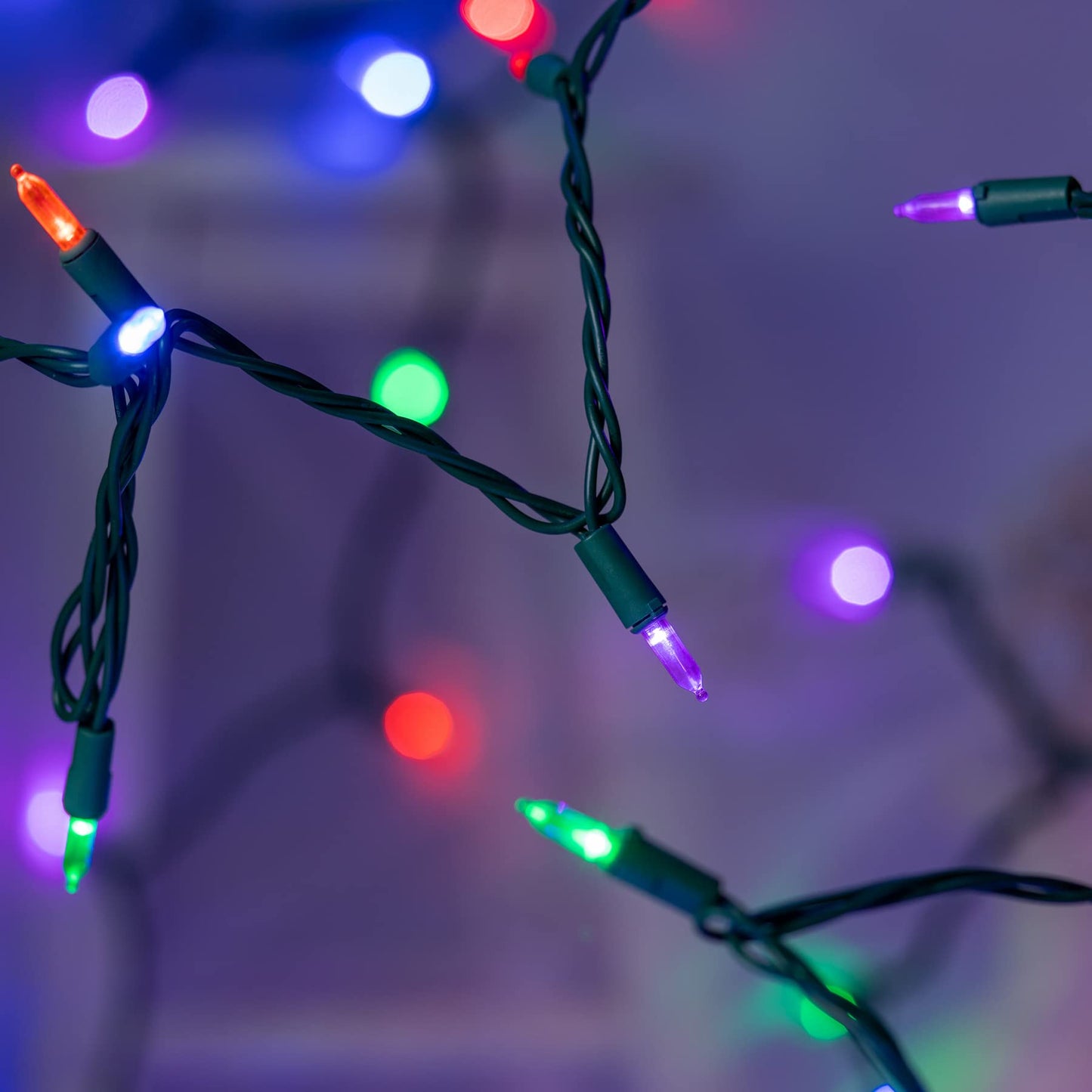 YULETIME 200 Multicolor LED Christmas Lights, 66 ft Green Wire String Light