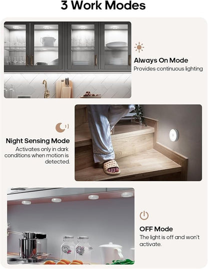 Led Under Cabinet Lights, Motion Sensor Rechargeable Light, 1000mAh Puck Lights with IR Remote, Under Counter Lights for Kitchen,cabinets,Closet,Stairs Indoor