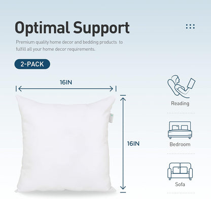 Acanva Throw Pillow Inserts for Bed Couch Sofa, Ultra Soft Polyester Filling for Decorative Cushion Square Sham Form, 18"x18"-4 Pack, White 4 Count