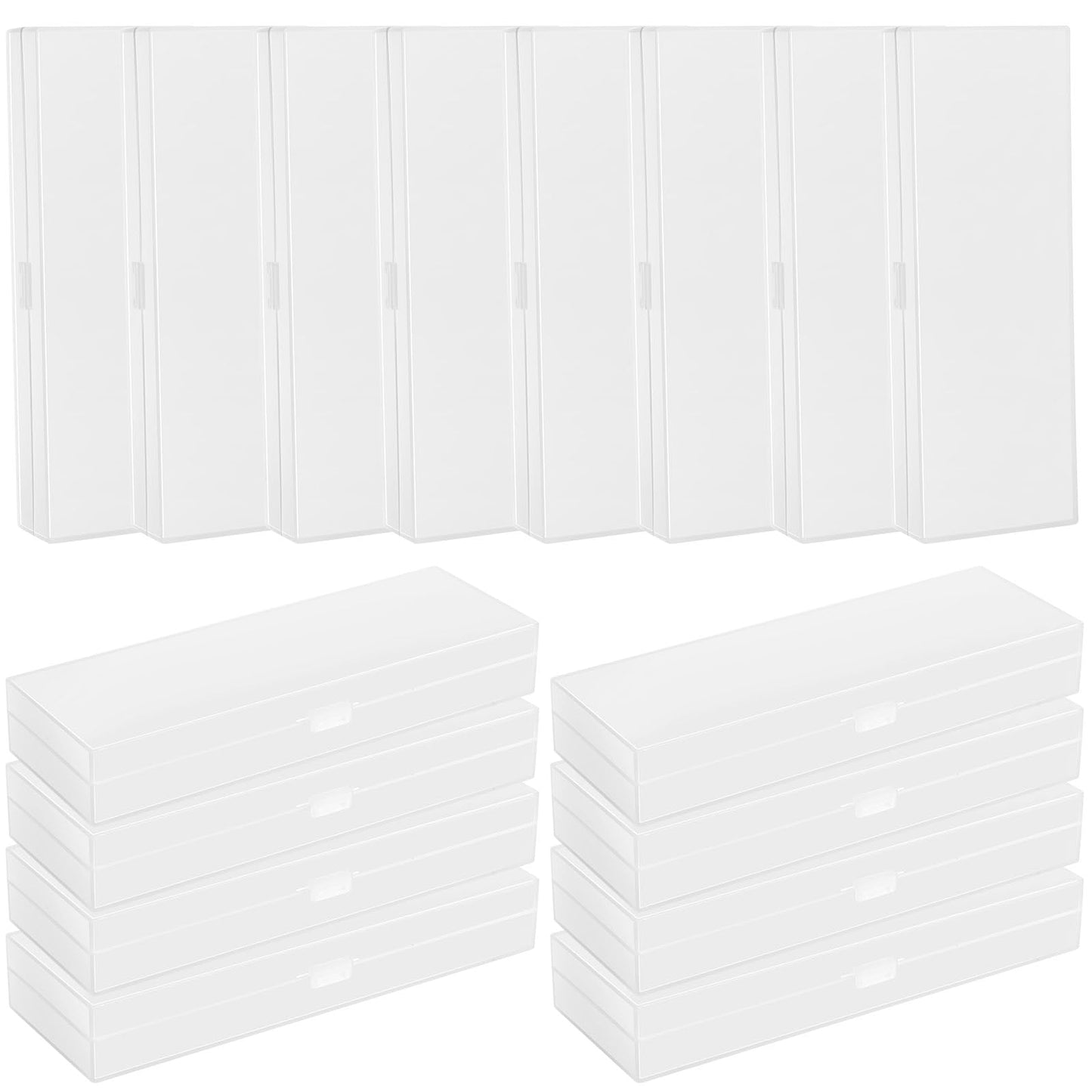 Fainne 24 Pcs Plastic Pencil Case Bulk Pencil Boxes Plastic Stationery Case Frosted Pen Box Pen Holder with Hinged Lid Snap Closure for Office(Single Layer,White,7.68 x 2.6 x 1.18 Inch)