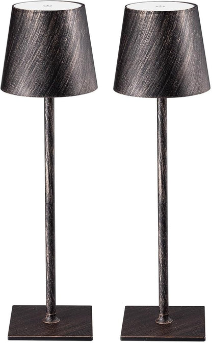 2 Pack Cordless Table Lamps, 3 Colors Stepless Dimming, 5000mAh Rechargeable Battery LED Desk Lamp for Bedroom/Couple Dinner/Desk/Cafe/Dining Room/Terrace(Antique Copper)
