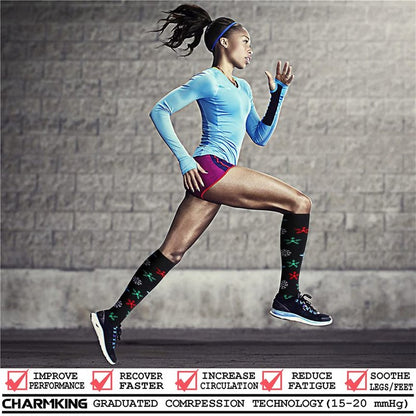 CHARMKING Compression Socks for Women & Men (8 Pairs) 15-20 mmHg Graduated Copper Support Calf Socks are Best for Pregnant, Nurses - Boost Performance, Circulation, Knee High Wide Calf(L/XL, Multi 23)