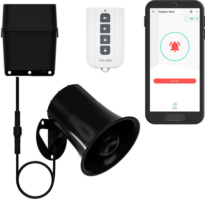 YoLink Outdoor Security Siren & Smart Alarm Controller Kit - Loud 110 dB, Wireless, Battery-Powered, 1/4 Mile Range, Android-iOS App, Alexa, Google, IFTTT, Home Assistant, Hub Required!