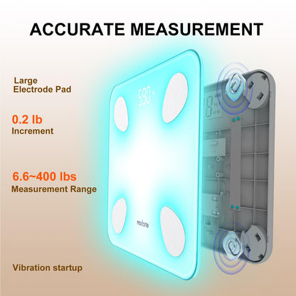 Scale for Body Weight, Digital Weight Scale with Color-Changing, Most Accurate to 0.2lb, Bluetooth Bathroom Scale with Bmi, Body Fat, Muscle Mass, 18 Body Composition Analyzer Sync App, 400 lbs-White