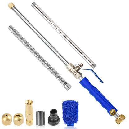 Yiliaw High Pressure Power Washer Wand With 3 Sprayer Nozzle, 38 Inch Garden Hose Nozzle Sprayer Flexible Watering Wand for Gutter Patio Car Pet Plants Window Cleaning Tool (Blue)