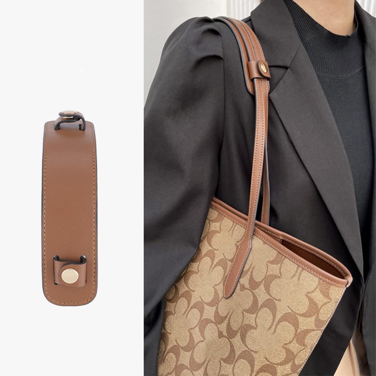 jiesinlov Microfiber Leather Shoulder Strap Pads Replacement Cushion Strap Covers for Tote Bags Detachable (Brown)