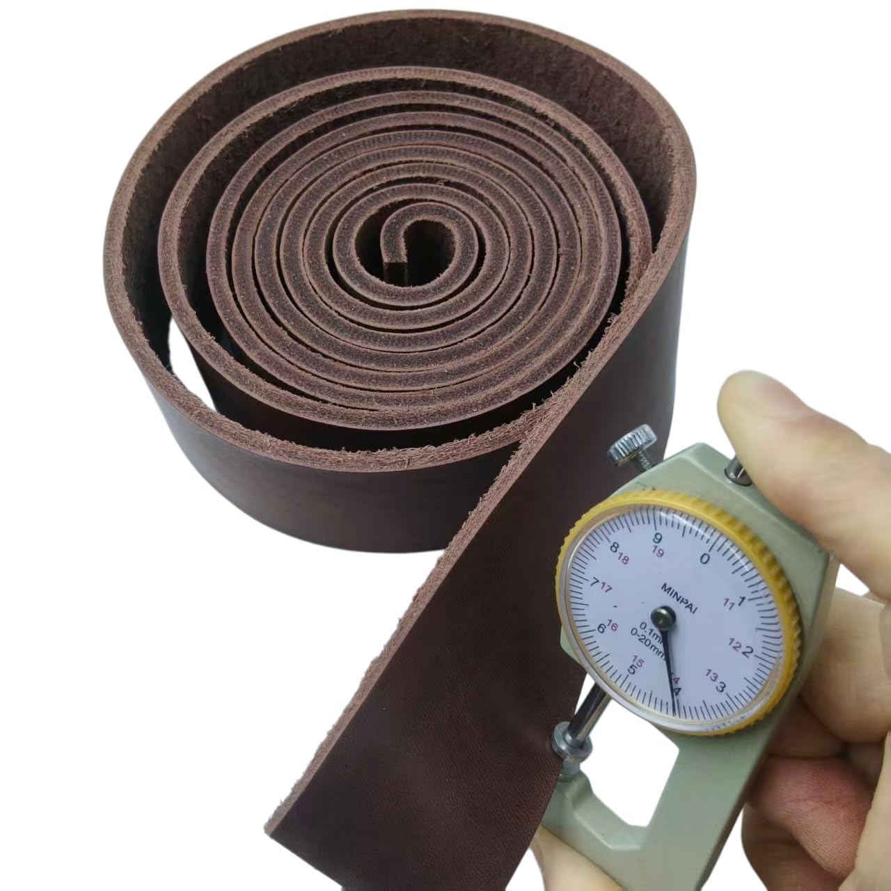Premium Leather Strap, Brown Genuine Leather Strips, Heavy-Duty Leather Strip 4-5 Millimeters Thick (10-12.5 Ounces), Full Grain Leather Strips for Crafts (Brown 0.79"× 80")