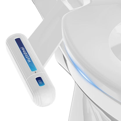 Huttdmel Ultra-Slim Bidet Attachment for Toilet, Non-Electric Dual Nozzle (Rear & Feminine Wash), Adjustable Fresh Cold Water Pressure, Stainless Steel Inlet, Easy to Install(Blue & White)