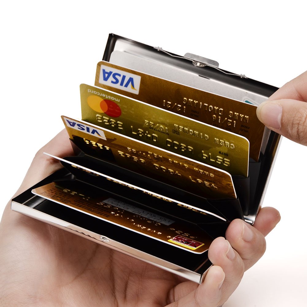 EASTNIGHTS RFID Credit Card Holder Metal Credit Card Case Wallet Business Card Holder for Women Men pink