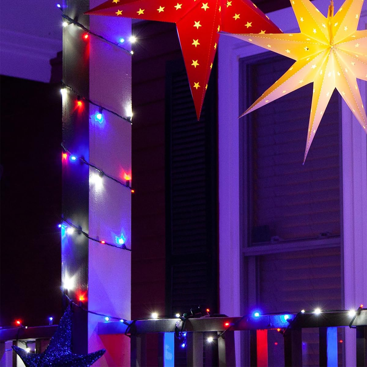 kemooie 4th of July Patriotic Decoration, 500 LED Red White and Blue Lights with 8 Modes, Outdoor Waterproof String Lights for Fourth of July, Memorial Day, Independence Day Decor