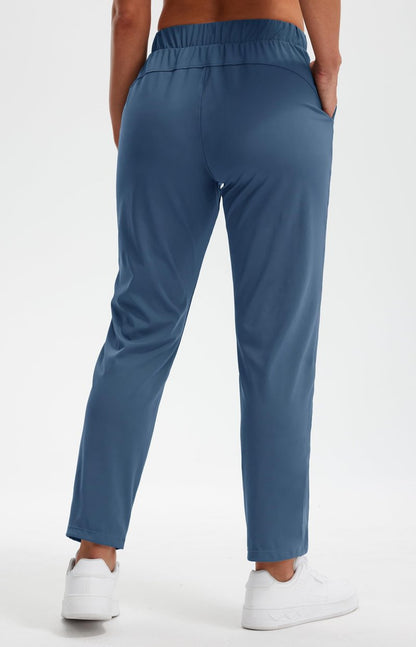 Libin Women's 4-Way Stretch Golf Pants 7/8 Ankle Casual Workout Sweatpants Dress Work Pants with Pockets for Joggers, Yoga, Athletic, Lounge, Travel, Blue,Small
