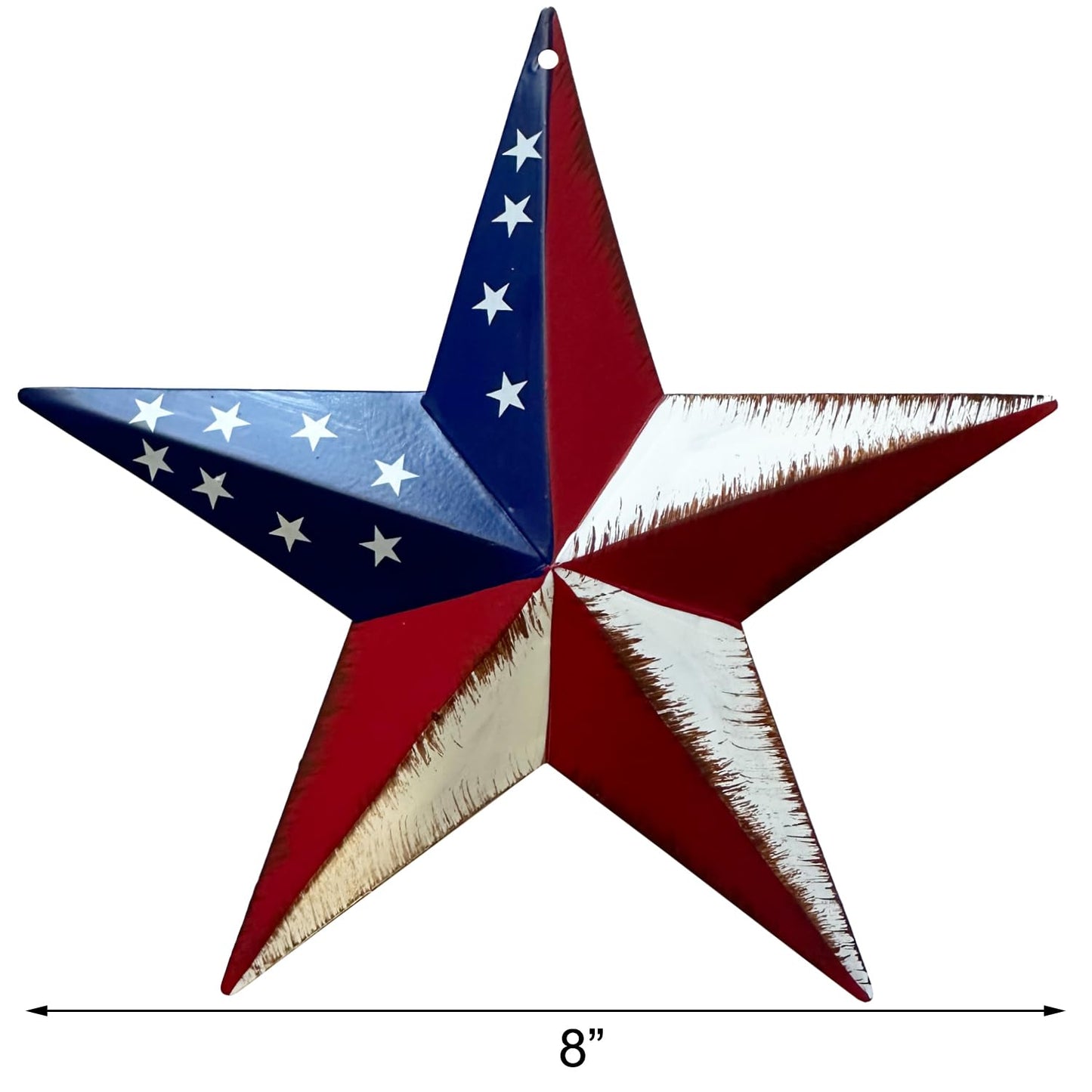 YUMBOR Rustic Metal 3D Barn Star Patriotic Wall Decoration July 4th Country Americana Patriotic Wall Ornament 8 inches