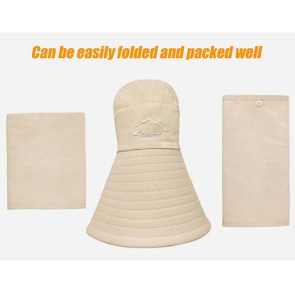 Fishing Hat for Men & Women, Outdoor UV Sun Protection Wide Brim Hat with Face Cover & Neck Flap (Beige)