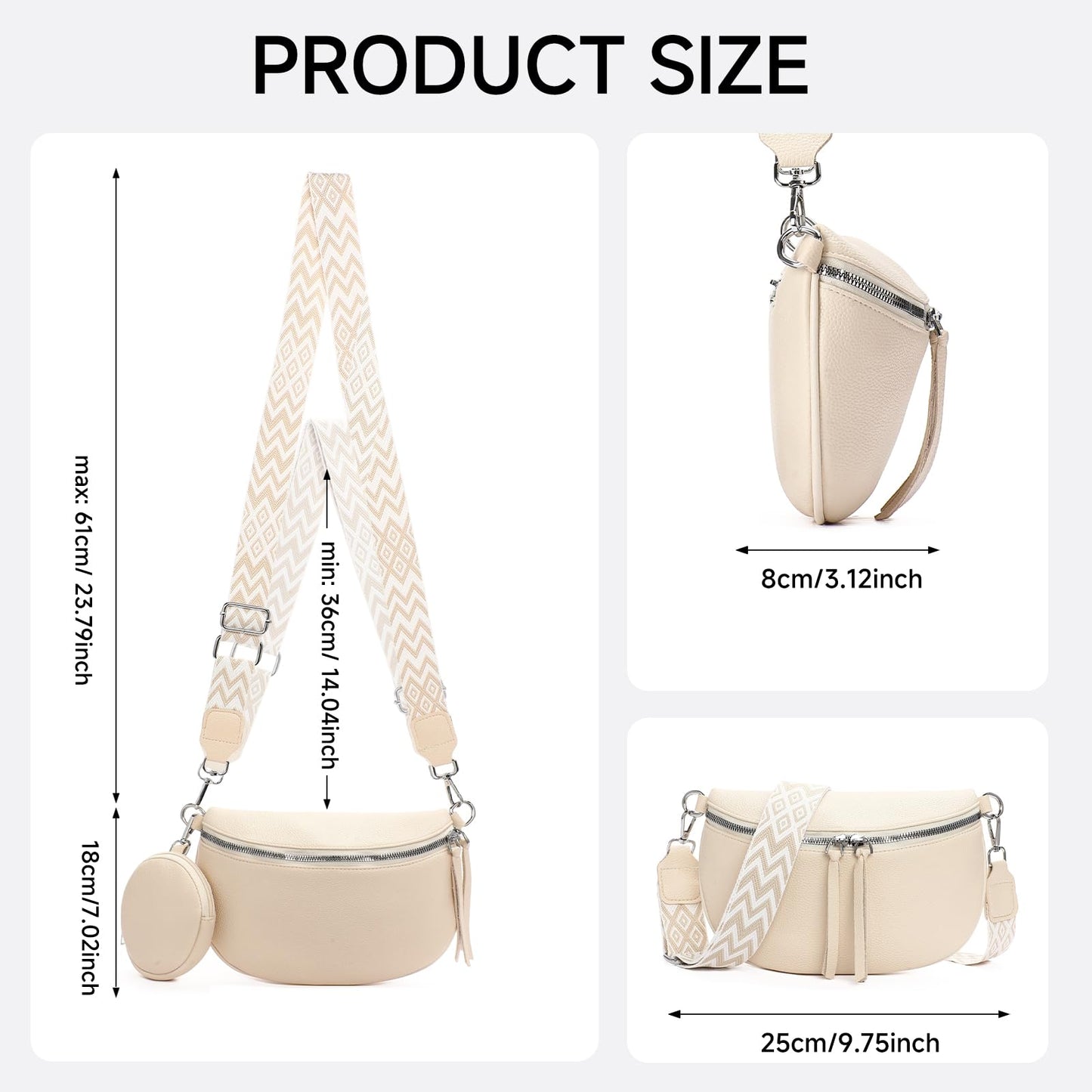 GAEKEAO Crossbody Bag for Women Bum Bag Belt Purse Spacious Handbags Vegan Leather Fanny Packs With Shoulder Strap