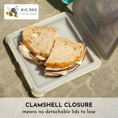 Big Bee, Little Bee - SoftShell Reusable Silicone Food Storage Container with Connected Clamshell Lid, Easy to Clean, Snaps Closed, Microwave, Freezer & Dishwasher Safe (Grape)