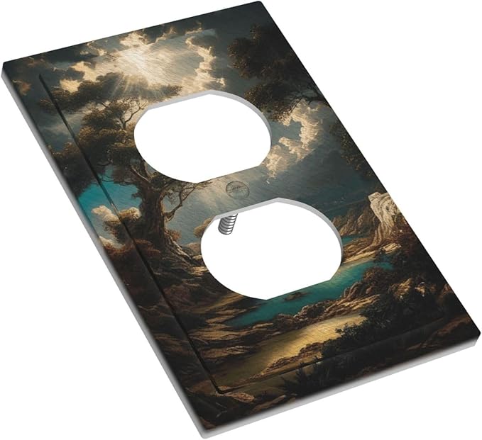 Decorative Art Light Switch Covers Sunburst Over the Wilderness 1 Gang Single Duplex Outlet Wall Plate Switchplate Electrical Faceplate for Home Decor