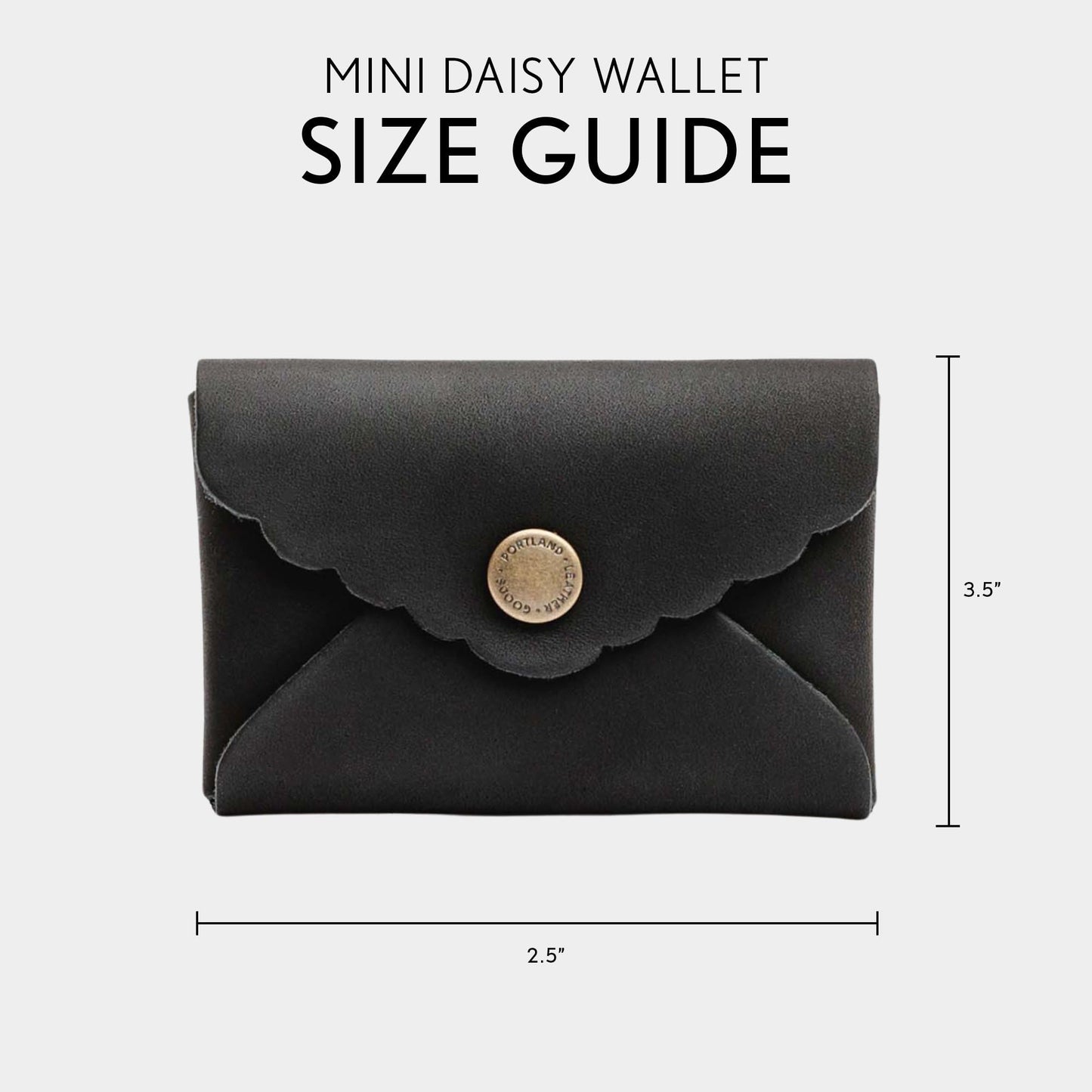 Portland Leather Goods Mini Daisy Wallet for Women – Handmade from the Finest Full-Grain Hides – Features Envelope Design with Snap Closure – Black
