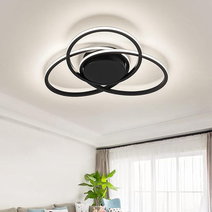 MADEM Room Decor 23.6'' Modern LED Ceiling Light Dimmable Flush Mount for Bedroom Black LED Chandelier Close to Ceiling Light for Living Room Dining Room Kitchen Hallway, 38W 3000K-6000K