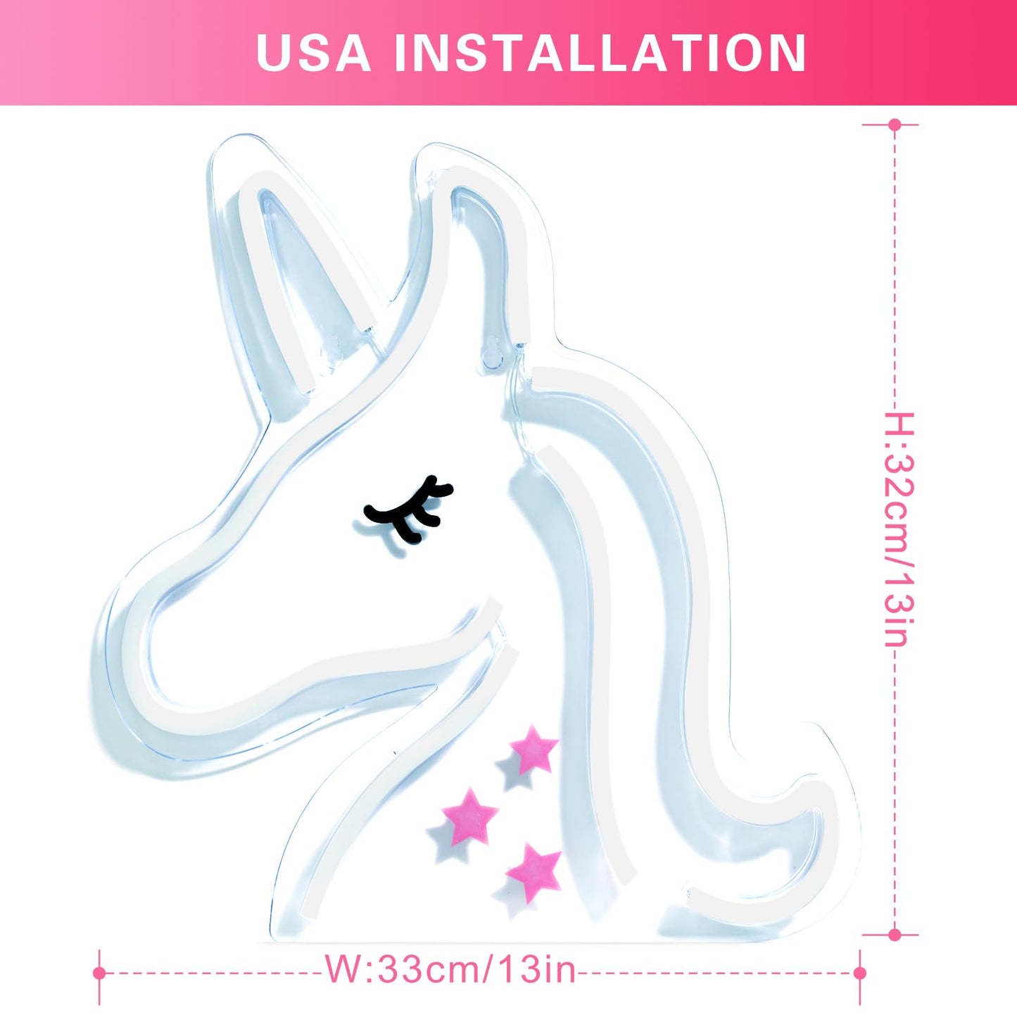 Unicorn Neon Light, LED Neon Sign Night Light, Cute Unicorn Light Sign for Girls Room, Birthday Christmas Gift, Wedding, Party Wall Decor