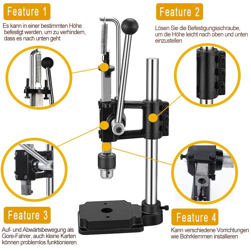 Leather Hole Puncher Hand Punching Machine Manual Press Puncher Punch Tools for DIY Craft (with Chuck, PP Plate, 4* Leather Prong Punch,7*Circular Punch)