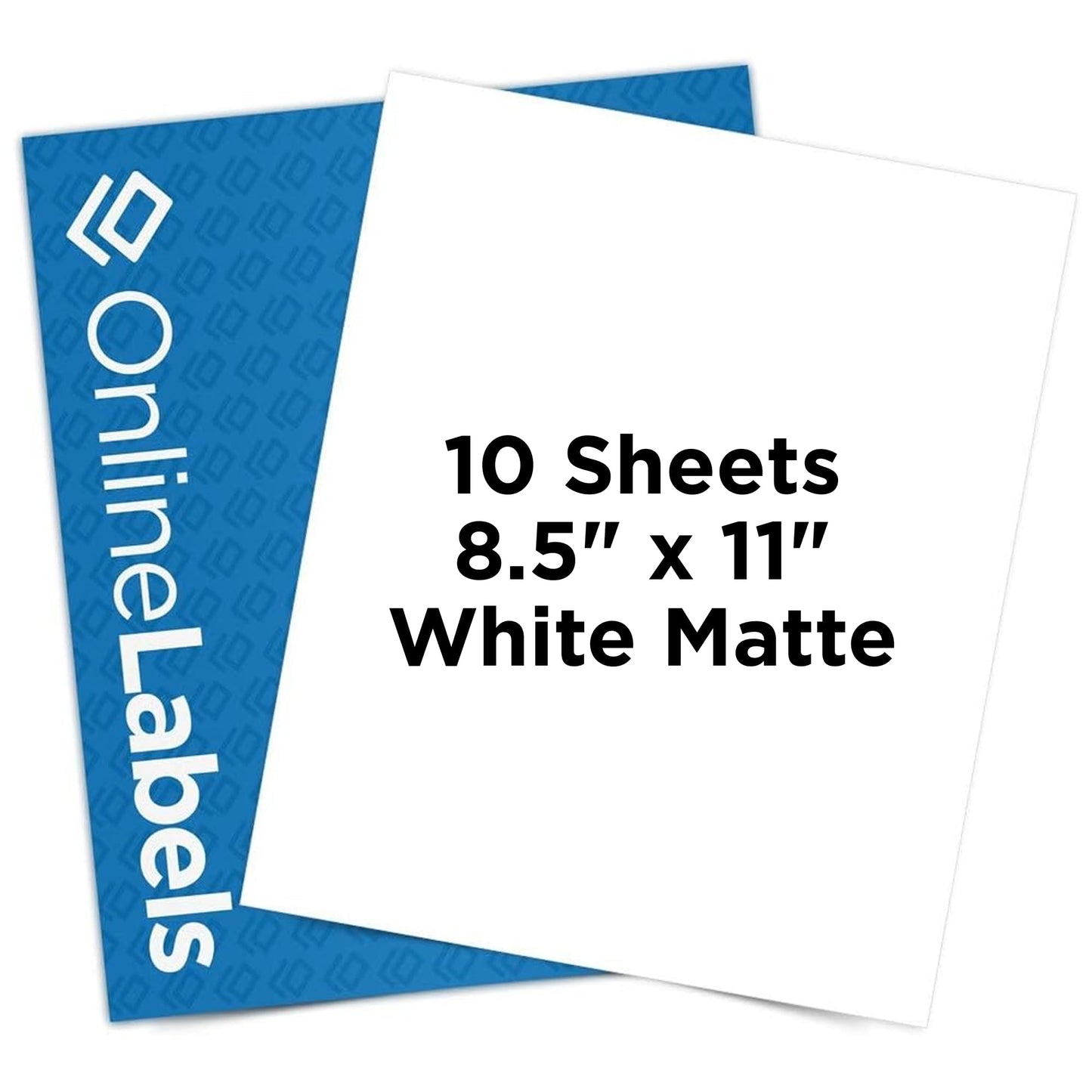 Sticker Paper, 10 Sheets, White Matte, 8.5" x 11" Full Sheet Label, Works with Inkjet and Laser Printer, Compatible with Electronic Cutting Machines, OL177WX, OnlineLabels