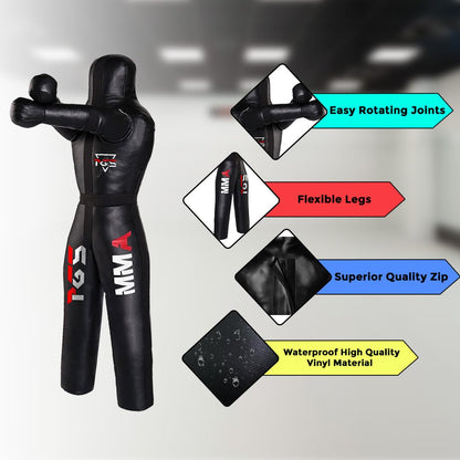 PGS - Heavy-Duty Grappling Dummy for Martial Arts Training — Jiu Jitsu/BJJ/MMA Wrestling Practice Dummy — UNFILLED Custom-Weight Design (6FT - 70")