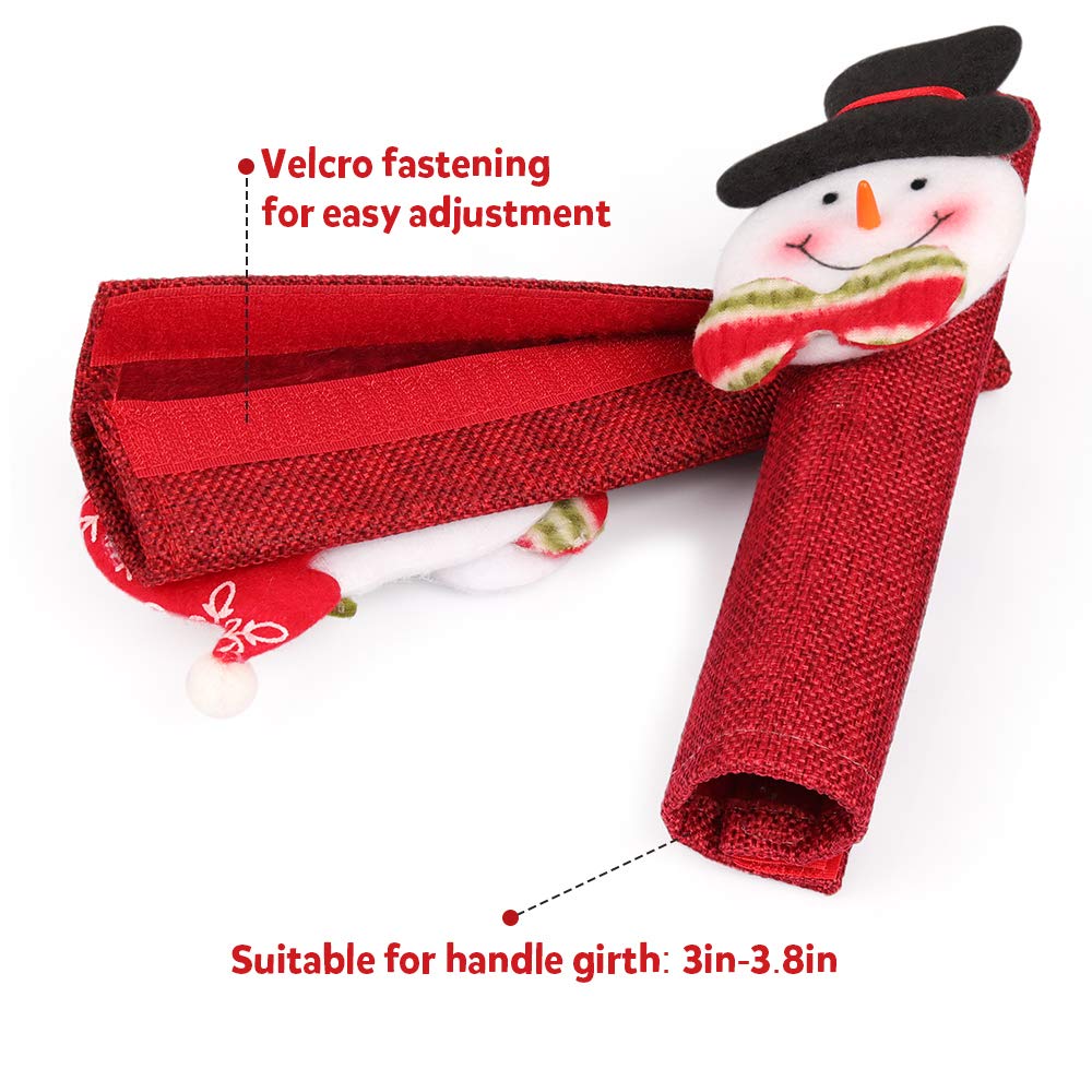 D-FantiX Christmas Refrigerator Handle Covers Set of 8, Santa Snowman Kitchen Appliance Covers Fridge Microwave Oven Dishwasher Refrigerator Door Handle Covers Protector Christmas Decorations