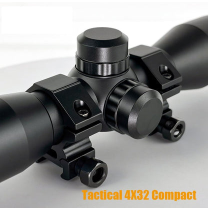 Tactical 4X32 Compact Riflescope - Mil Dot Reticle for Precision Hunting | Adjustable Rail Mounts