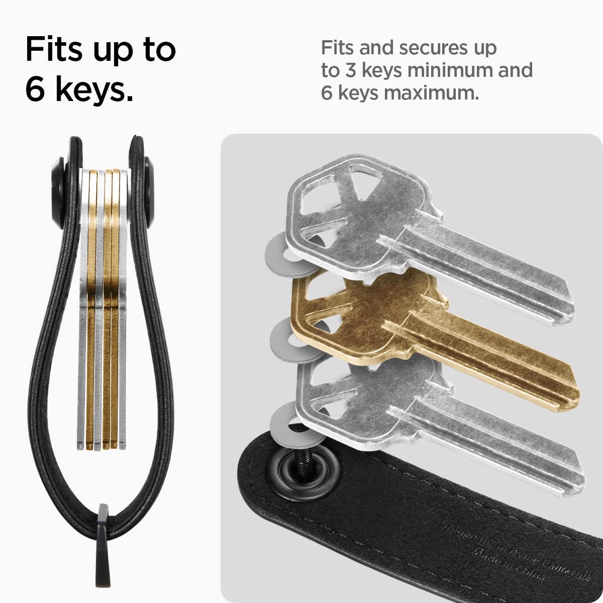 Spigen Valentinus Key Organizer, Minimalistic Compact Holder, Keychain, Keyring Up to 6 Keys - Black
