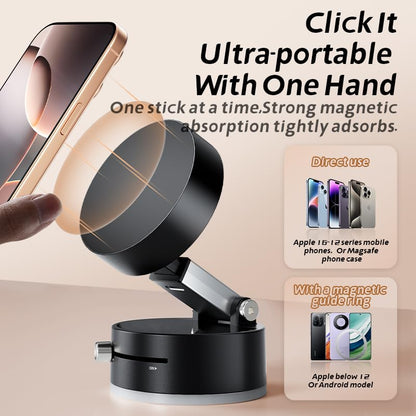 Magnetic Phone Car Holder, Suction Cup Holder, Manual Vacuum Suction Cup Fixation Strong Magnetic Attraction Stretchable Mobile Phone Holder 360 Degree Adjustment Tablet Stand Car Gym