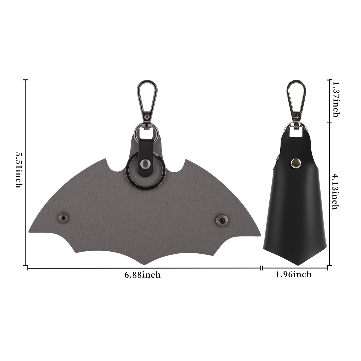 2 Pack Leather Keychain Bat Shape Car Key Fob Case, Fashion Key Ring Cover Holder for Men Women