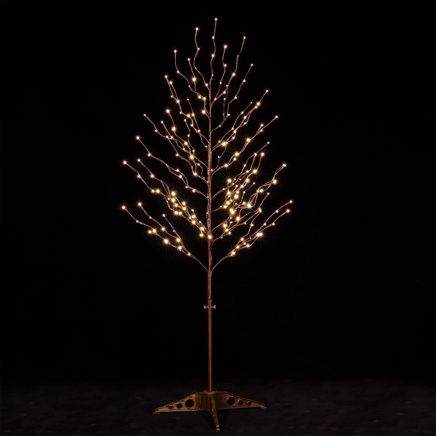 TYBEEU 5ft Star Light Tree with 216 Warm White LEDs for Holiday Decor - Dimmable, UL Certified, Waterproof - Ideal for Indoor and Outdoor Decoration