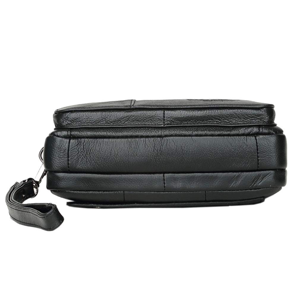 KPYWZER Leather Clutch Purse Wallet Men Wristlet Organizer Holder Wrist Bag Pack Business Handbag Black