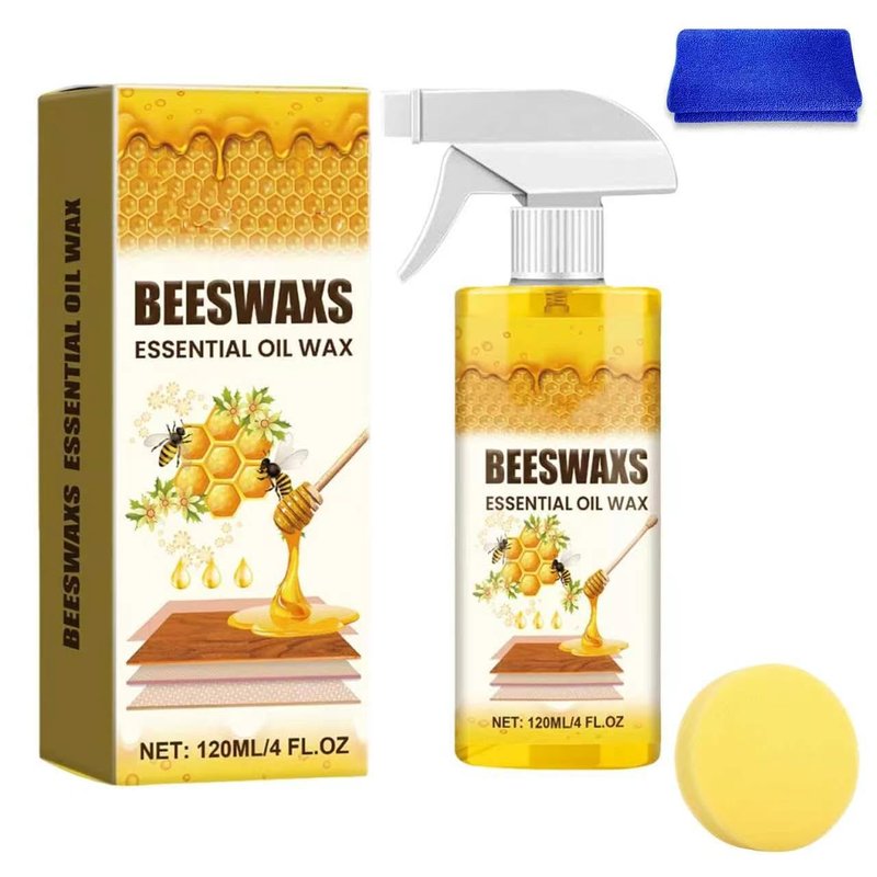 Beeswax Wood Polish Spray – Natural Beeswax Furniture Polish & Wood Cleaner, Multi-Purpose Wood Care Spray for Cabinets, Tables & Floors, Restores Shine & Protects Surface (1 Pack)