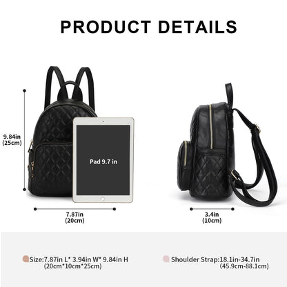 KL928 Quilted Mini Backpack for Women, PU Leather Backpack Purse Designer Satchel Bag, Small Casual Daypack for Ladies