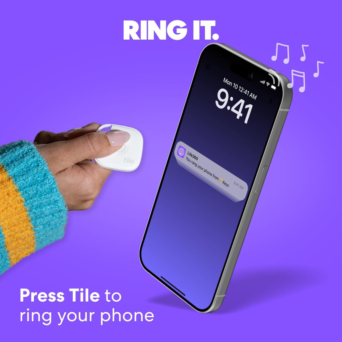 Tile by Life360 Mate (2024) Bluetooth Tracker, Keys Finder and Item Locator for Keys, Bags and More, Phone Finder, Both iOS and Android Compatible, Pack of 4 (Black)