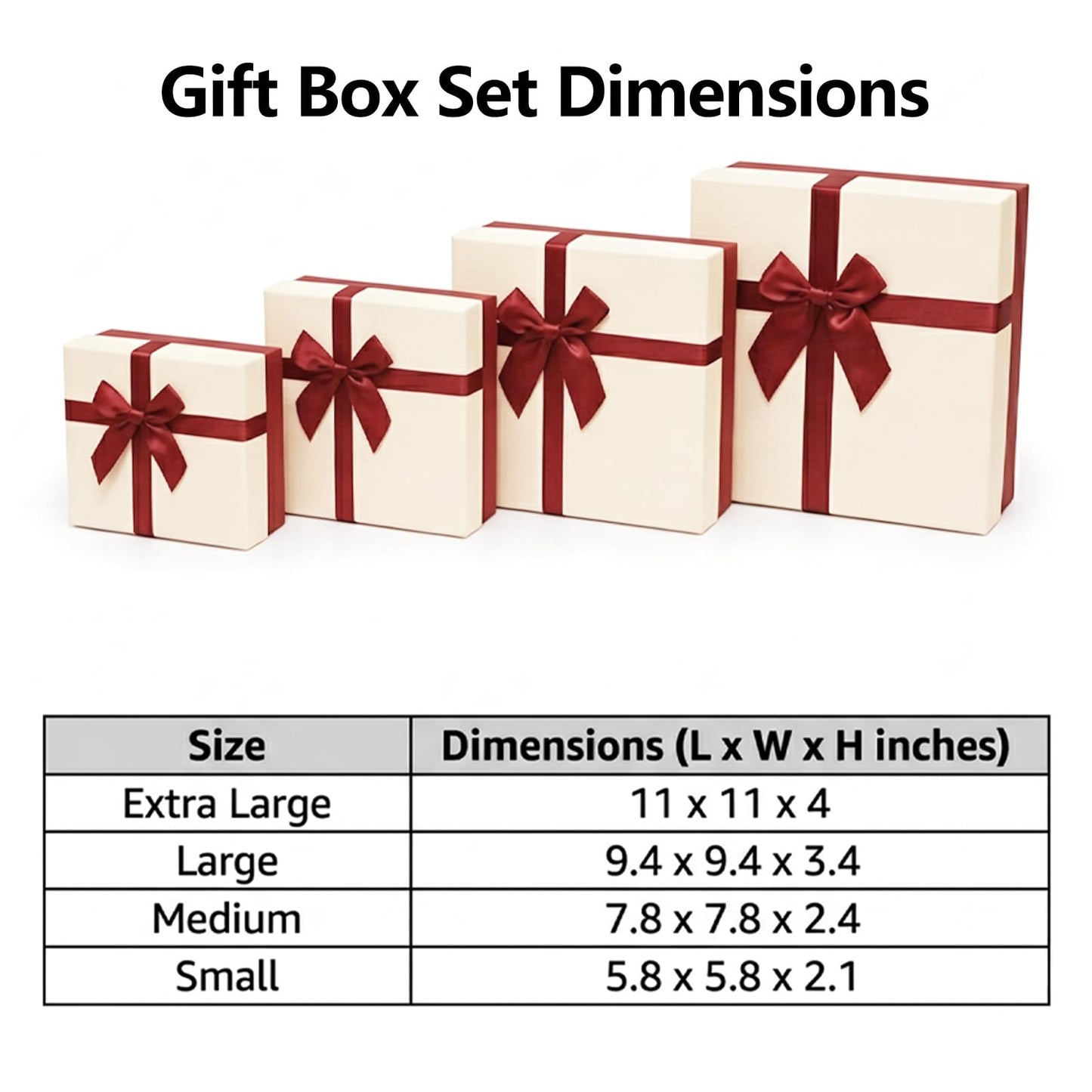Giftilious Gift Box for Presents – A Set of 4 Elegant Gift Boxes with Lids, Luxury Textured Finish & Satin Ribbon, Ideal Gift Box for Mother's Day, Ready to Gift – No Assembly Required