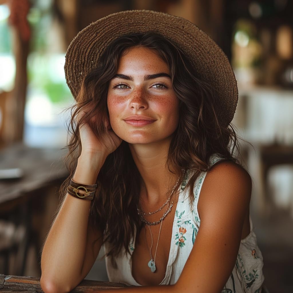 SPUNKYsoul 5 Wrap Leather Circle Bracelet - Adjustable Boho-Inspired Leather Bracelet for Women, Unique Distressed Jewelry with Symbolic Circle, Ideal for Everyday Wear & Gifting (Women's Brown)