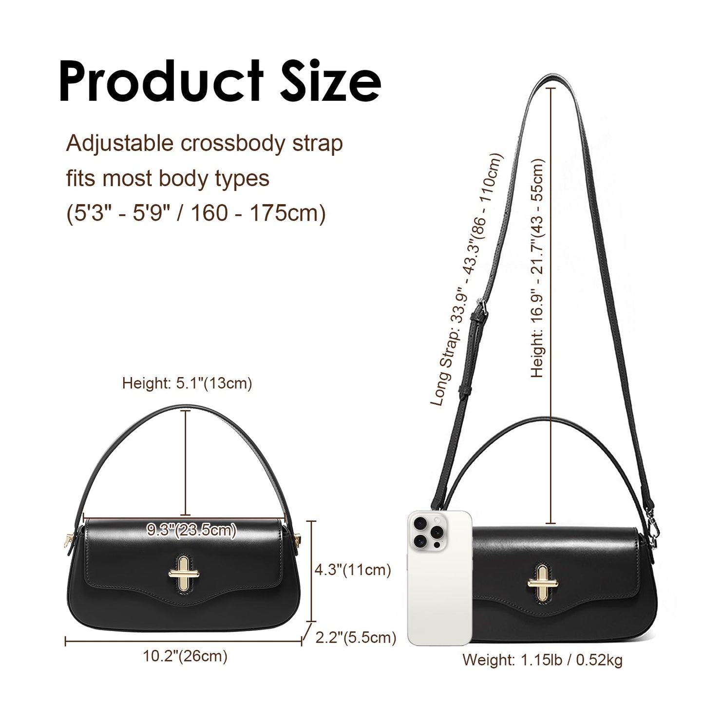 MoreFarther Leather Crossbody Bags for Women (Black)