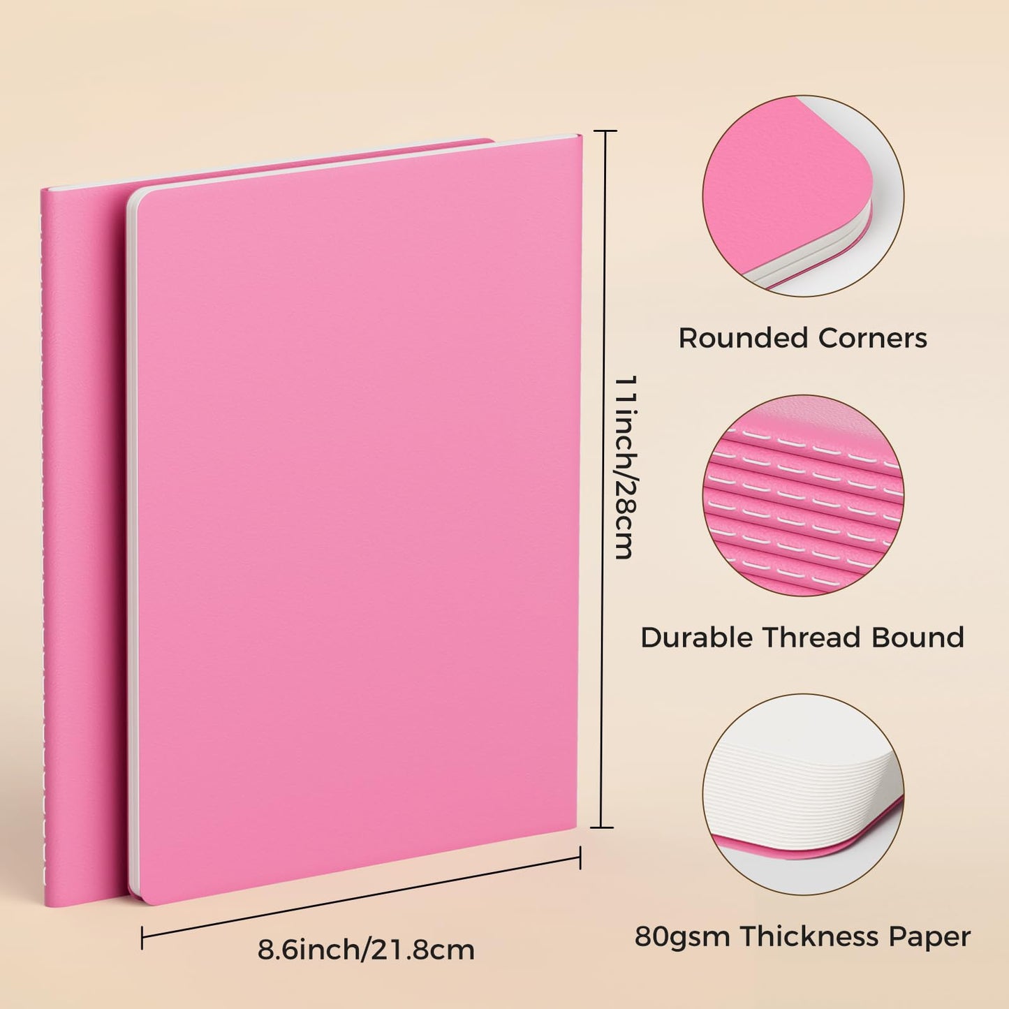 XYark Large Colorful Blank Notebook Journals Bulk with Thick Unlined Paper, 8.5x11 inch, 60 Pages, Journal Set for Travelers Students Office, Sketchbook Composition Diary Subject Notebooks, 12 Pack