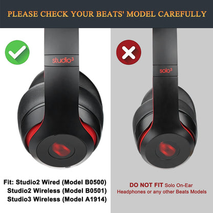 SoloWIT Replacement Ear Pads Cushions for Beats Studio 2 & Studio 3 Wired & Wireless Headphones, Earpads with Soft Protein Leather, Noise Isolation Memory Foam, Added Thickness - Crystal Blue