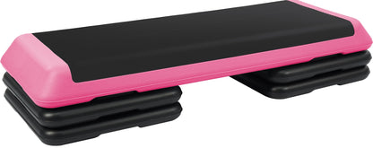 Fitvids 43''x 16'' Adjustable High Step Aerobic Step Platform with 4 Stackable Risers, Workout Step Platform for Exercise at Home, Stepper with Non-Slip Surface for Fitness Training, Cardio Strength, Pink