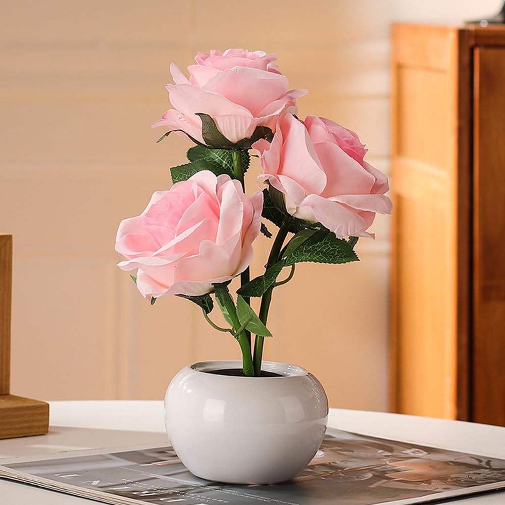 Naimo Rose Night Light Rechargeable LED Night Lamp Flower Table Lamp for Bedroom Living Room Birthday Party Desktop Home Decor