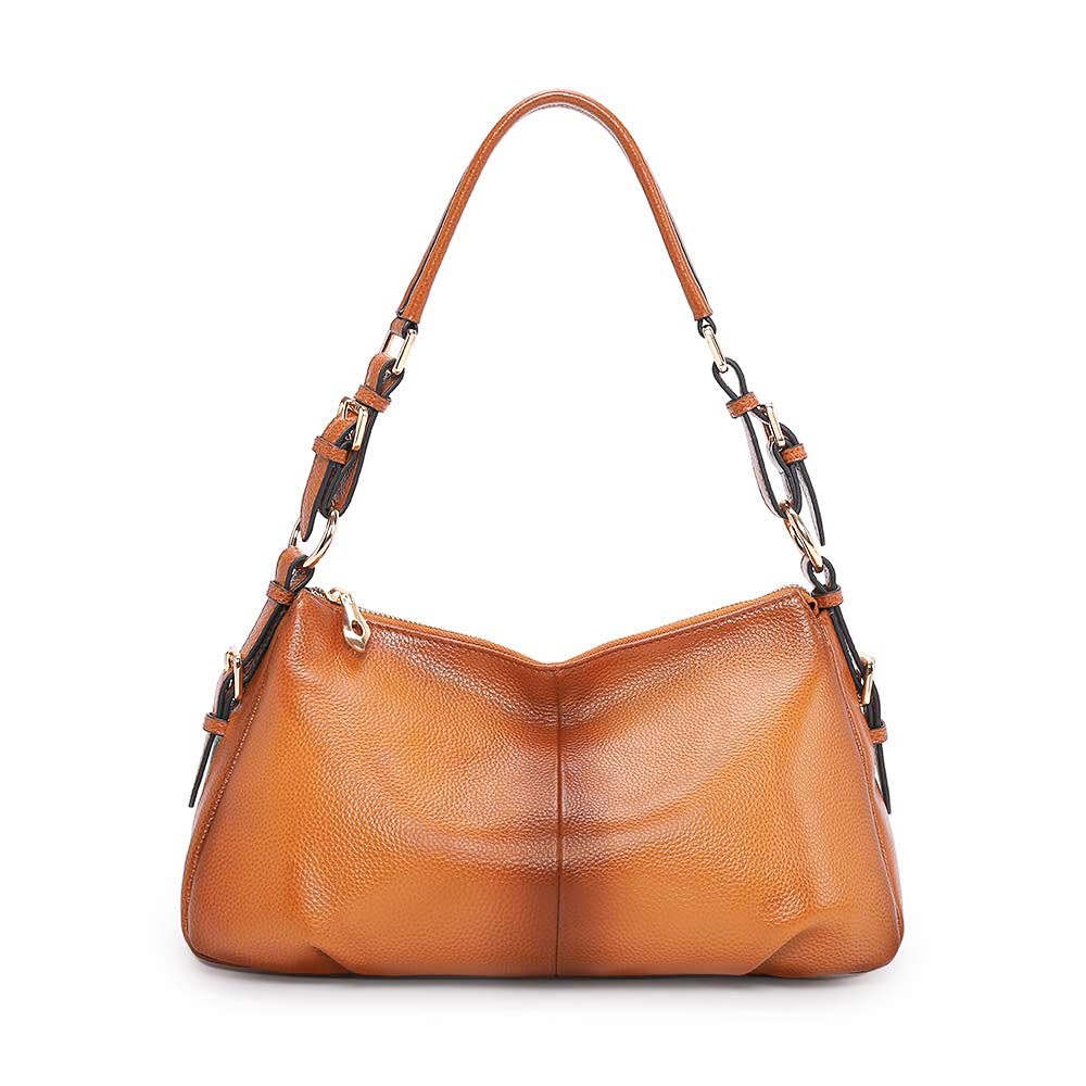 Kattee Soft Leather Hobo Handbags for Women, Genuine Top Handle Vintage Shoulder Purses (Brown)