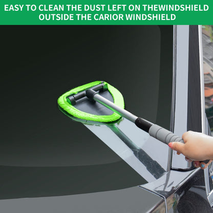 XINDELL Windshield Cleaner Tool – Car Interior Window Cleaning Kit with Extendable Handle & 4 Microfiber Pads, Auto Washing Brush for Car, Trucks, SUVs, RVs & Home Windows