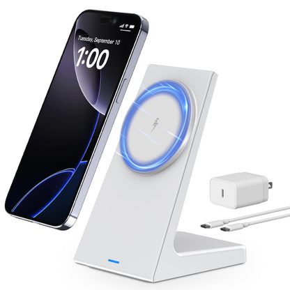 PUY for MagSafe Charger Stand,20W Fast Magnetic Wireless Charging Station with 25W PD Adapter，Stickable Desk Wireless Charger for iPhone 17/16/15/14/13/12 Pro/Pro Max Series