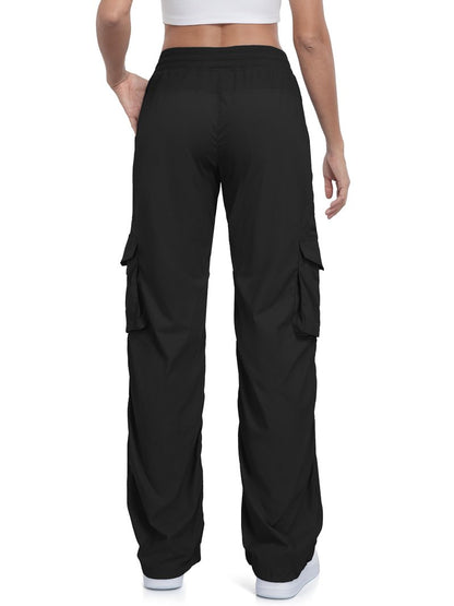 Tapata Petite Women's 28" Inseam Lightweight Cargo Dance Studio Pants Ruched Workout Athletic Casual Sweatpants, Black, M